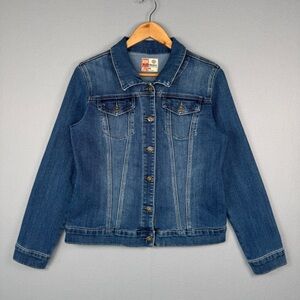 RUFF HEWN Stretch Jean Jacket M Medium‎ Indigo Classic Denim Casual Comfort